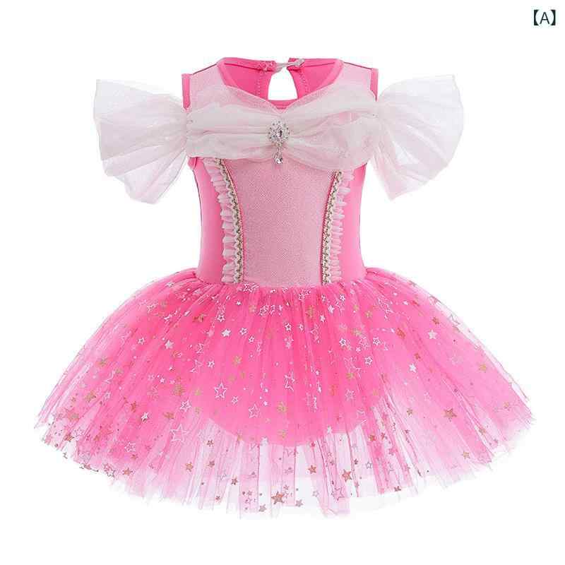 バレエ オールインワン 女の子 チュチュ スカート プリーツ レース フリル 蝶結び プリント 切り替え チュール 綿 柔らかい かわいい ローズ オールシーズン 子供 ダンス