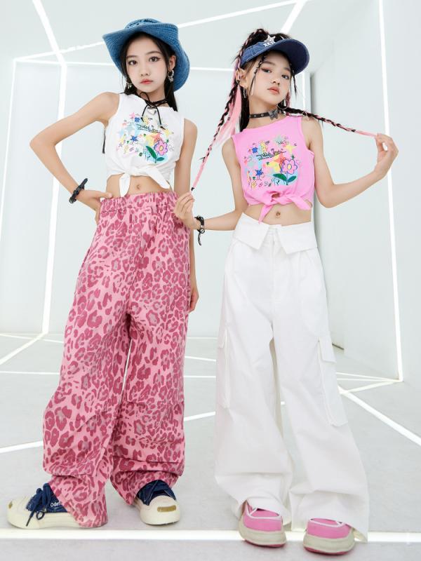 ダンス衣装 女の子 ジャズダンス ストリートダンス ヒップホップ 夏 ノースリーブ クロップドトップ ロングパンツ セット 白 ピンク 花柄 おしゃれ かわいい 演出 普段使い 4,051円