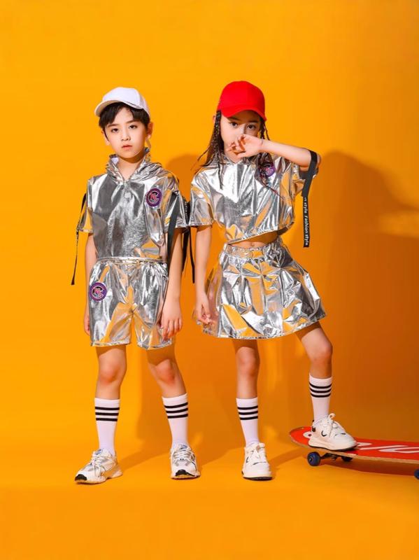 キッズ ダンス服 男の子 女の子 ヒップホップ ストリートダンス ジャズダンス パフォーマンス セット 半袖 かわいい カートゥーン 春夏 コットン混紡 ポリエステル 柔らかい 伸縮性