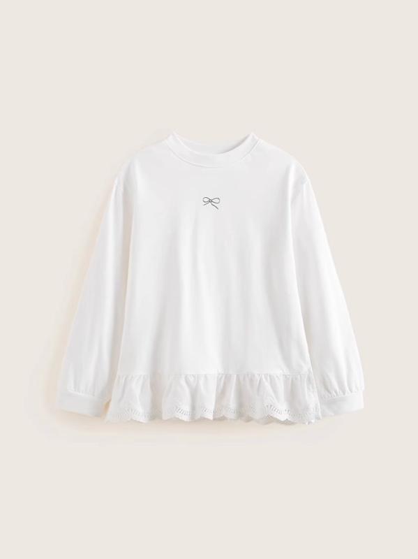 Tシャツ 女の子 長袖 インナー 綿 白 かわいい リボン 春 保温 トップス キッズ 普段使い 柔らかい 円領 3歳から8歳 100cmから140cm