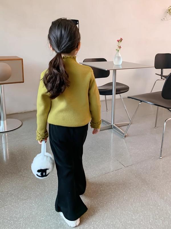 セーター 女の子 秋冬 厚手 長袖 ハーフハイネック プルオーバー ニットトップス インナー 韓国 再生繊維 柔らかい 無地 黒 ブラウン オフホワイト