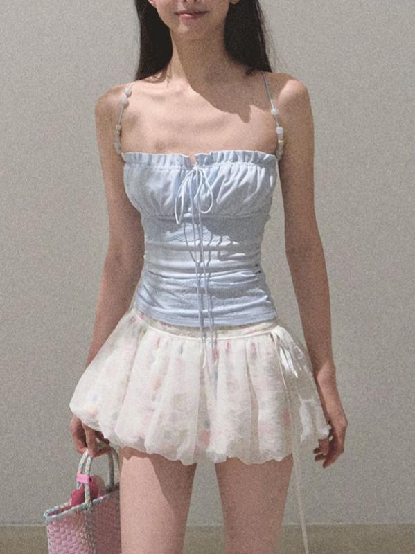 スカートパンツ レディース つぼみ型 短め 二重層 取り外し花 透かし柄 3D立体 シフォン ポリエステル 夏 軽やか かわいい 甘美 合わせやすい モネガーデン デザートダスト おしゃれ