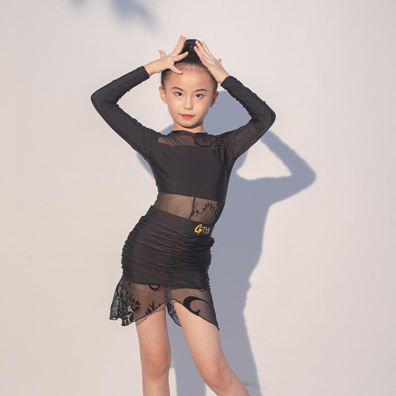 ラテン語舞服 御姉さん 赤ちゃん 社交ダンス服 読み合わせる服 習い事お召しもの 表演服 高座お召しもの 活動写真映画化 お召しもの 御前上等感 演奏 黒 ナイロン 伸縮性 秋 運動競技 愛くるしげ
