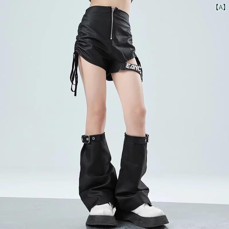 ダンス衣装 女の子 子供 ヒップホップ ジャズダンス ストリートダンス 夏 黒 スパンコール フリンジ ハルターネック タンクトップ レザー ショーツ グローブ ソックス セット
