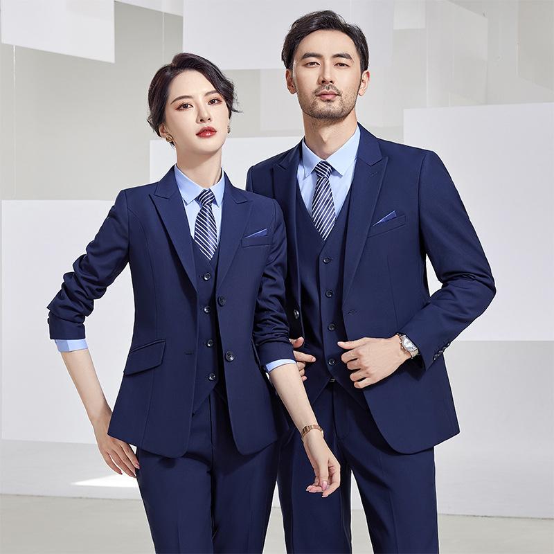 スーツ メンズ レディース 教師 作業着 ダブルブレスト ビジネス フォーマル カジュアル 職業服 ポリエステル レーヨン 長袖 ロングパンツ 標準袖 セット グレー 黒 ロイヤルブルー