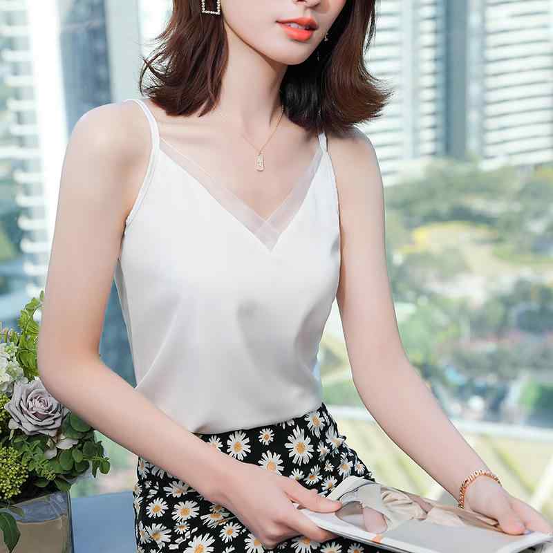 キャミソール レディース セクシー ストラップ 通勤 インナー トップス スリム フィット 無地 チュール 夏 白 黒 杏 アセテート 伸縮性 弾力 エレガント 上品