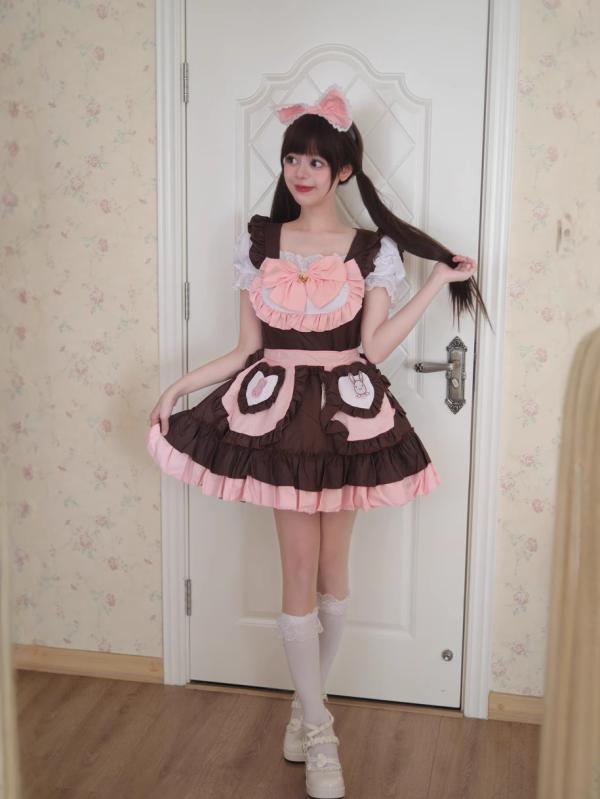 メイド服 少女 かわいい 二次元 ロリータ コスプレ うさぎモチーフ ふわふわ ポリエステル 甘めスタイル アニメロールプレイング