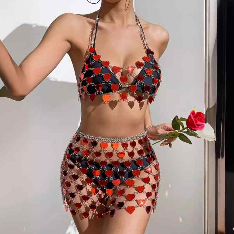 レディース キャミソール ミニスカート セット 赤 ノースリーブ ポリエステル ストレッチ 単色 切り替え ストリート 春 セクシー 普段使い