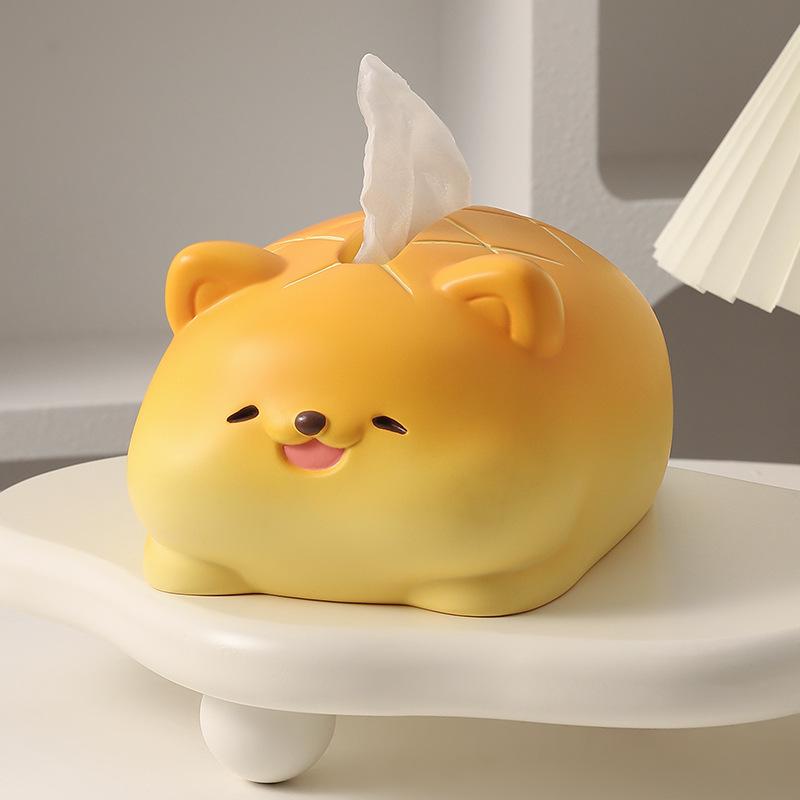 ティッシュボックス かわいい犬 パイナップルパン レジン 置き物 インテリア雑貨 リビング ティーテーブル 黄 ピンク ベビー ミルクチーズ スタイル カートゥーン デコレーション