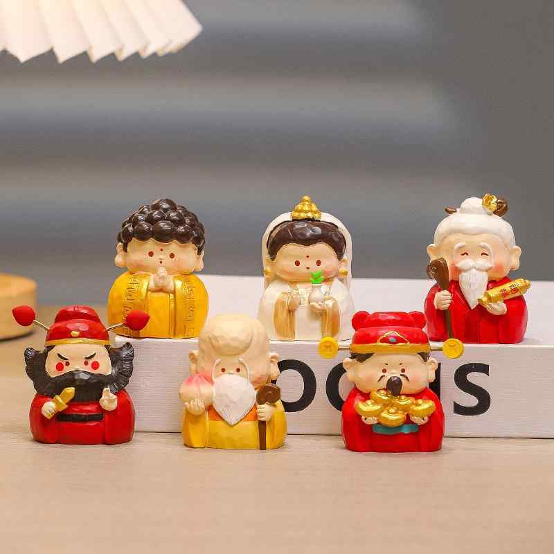 置物 樹脂 かわいい 神仙 フィギュア 癒し系 工芸品 国風 萌え 財神 インテリア 飾り ギフト ラッキーアイテム おしゃれ コンパクト デコレーション