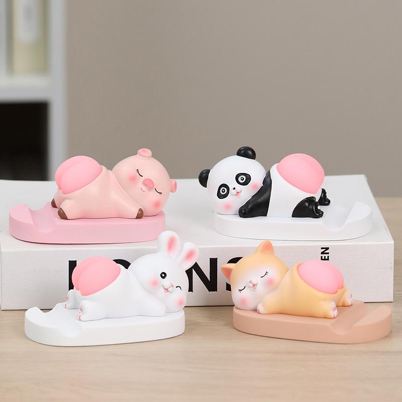 スマホスタンド メンズ レディース かわいい カートゥーン ぬいぐるみ風 デスク アクセサリー オフィス インテリア ストレス解消 弾力 樹脂 素材 動画視聴 ホームデコ 置き物
