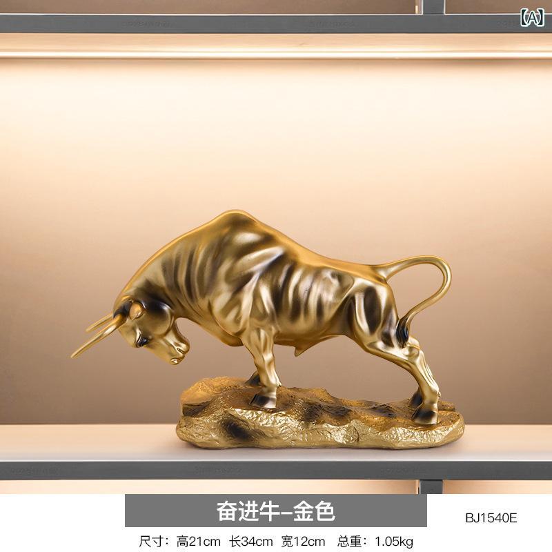 樹脂置物 モダン 中華風 おしゃれ かわいい 金牛 ラッキーアイテム 金 高級感 オールシーズン 卓上 デコレーション インテリア リビング オフィス デスクトップ 書棚 ビジネス ホーム