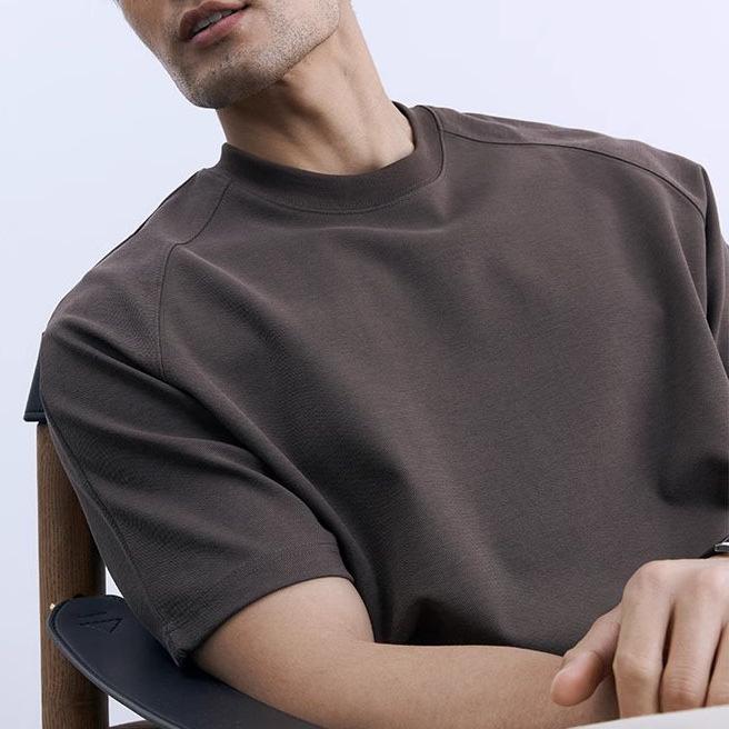 Tシャツ メンズ 夏 クルーネック 半袖 ゆったり カジュアル インナー コットン混紡 吸湿速乾 黒 白 杏 普段使い トップス 軽量 伸縮性