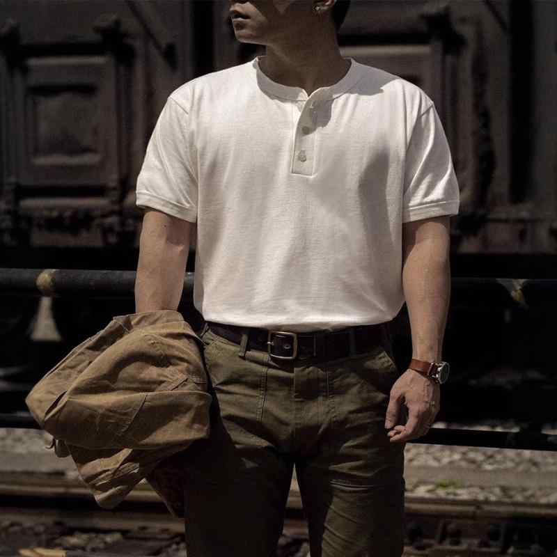 Tシャツ メンズ 半袖 インナー 綿 ゆったり 無地 クルーネック プルオーバー アメリカン レトロ 夏 カジュアル ヤング ミドルウェイト アイボリー ブラック ネイビー 普段使い