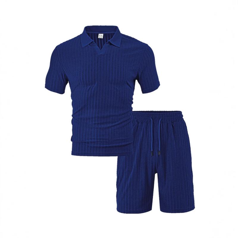 カジュアル スポーツ セット メンズ 夏 半袖 Tシャツ ショーツ 通気性 ストライプ柄 ポリエステル クルーネック 普段使い レジャー ネイビー グレー ブラック 4,801円