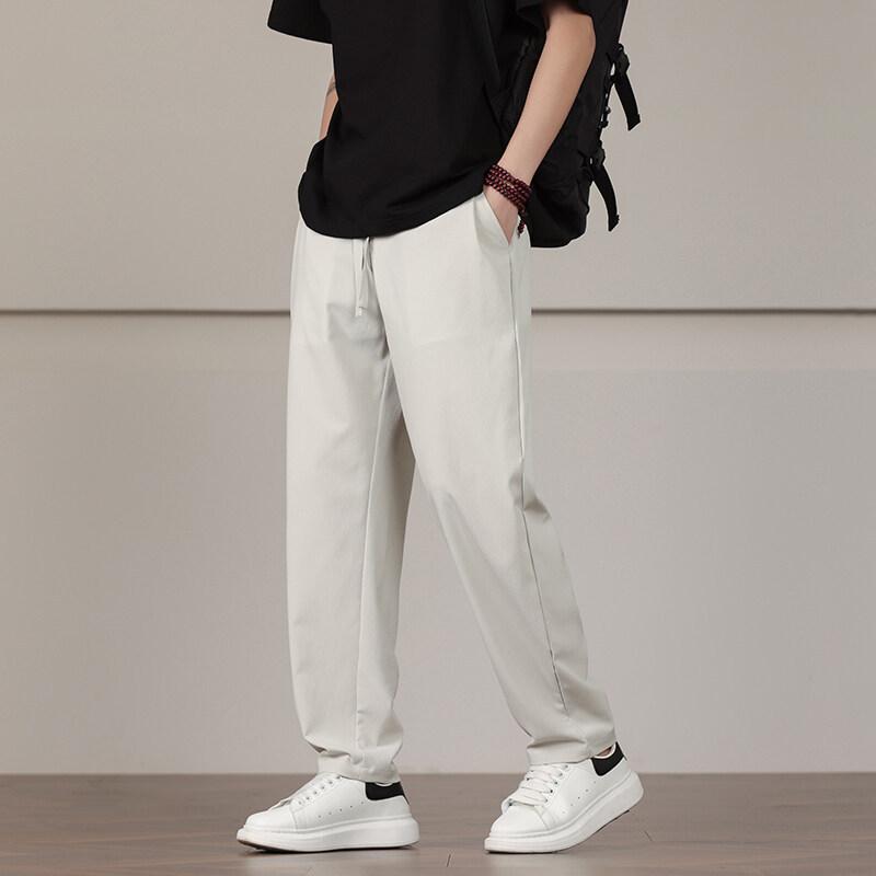 パンツ メンズ 春夏 カジュアル ゆったり 大きめサイズ 接触冷感 竹繊維 ハイストレッチ ハーレム ストレート ハイウエスト 薄手 ロング トレンド 細脚 普段使い ベージュ グレー ブラック