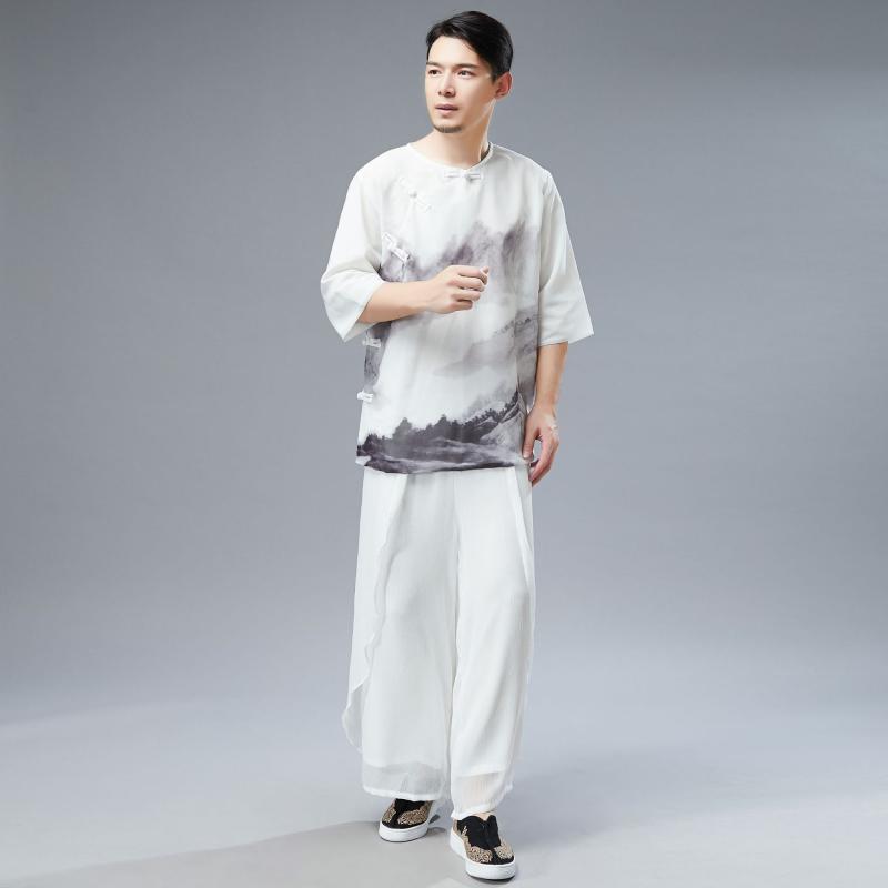 Tシャツ メンズ オーバーサイズ 半袖 白 綿 ボートネック 薄手 プルオーバー 自然風景 プリント 春夏 カジュアル 普段使い おしゃれ ファッション ユース 通気性 軽やか リラックス