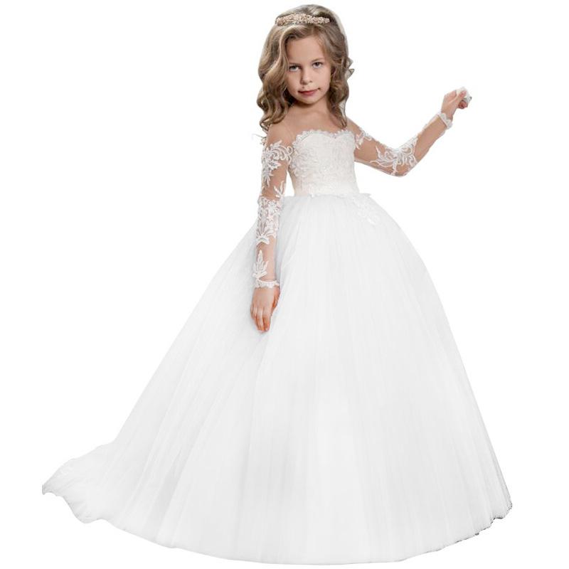 ドレス 女の子 プリンセス チュチュ ウェディング イブニング フラワガール ロングトレーン ピアノ演奏 結婚式 パーティー レース ポリエステル フリル かわいい オールシーズン