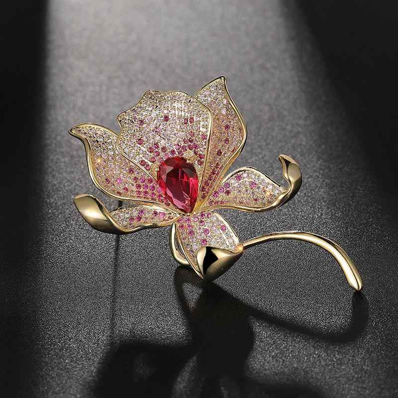 ブローチ レディース ユリ花 チューリップ フラワーモチーフ ゴールド コート アクセサリー 胸花 ピン 高級感 かわいい 爽やか 甘美 春 韓国スタイル 装飾 フリル 植物 4,324円