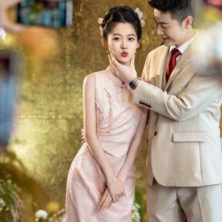 チャイナドレス レディース ピンク ノースリーブ ロングスカート 収腰 レース 修身 夏 パーティー 結婚式 婚約 敬酒 ブライズメイド 成人式 ワンピース スイート フレッシュ かわいい