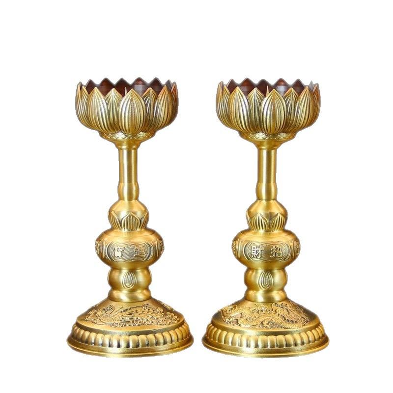 キャンドルスティック 金管楽器 蓮花  蝋燭保持者 仏堂 礼仏 飾りつけ 華燭の典 室内装飾 かざり付ける品 言い慣わし芸術 刻みつける 役をつける 磨き工業
