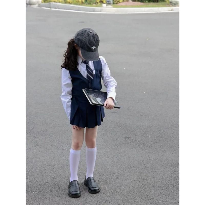 スカートセット 女の子 学院風 プリーツスカート 長袖ブラウス ベスト ネクタイ 秋 コットン素材 かわいい スタイリッシュ 学校スタイル おしゃれ イギリス風 普段使い
