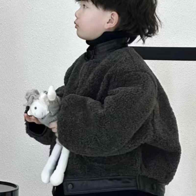 子供服セット 男の子 冬 フリース コットン ジャケット パンツ セット 厚手 暖か 合成繊維 長袖 長ズボン 柔らかい 切り替え カーキ グレー 黒 普段使い ベビー