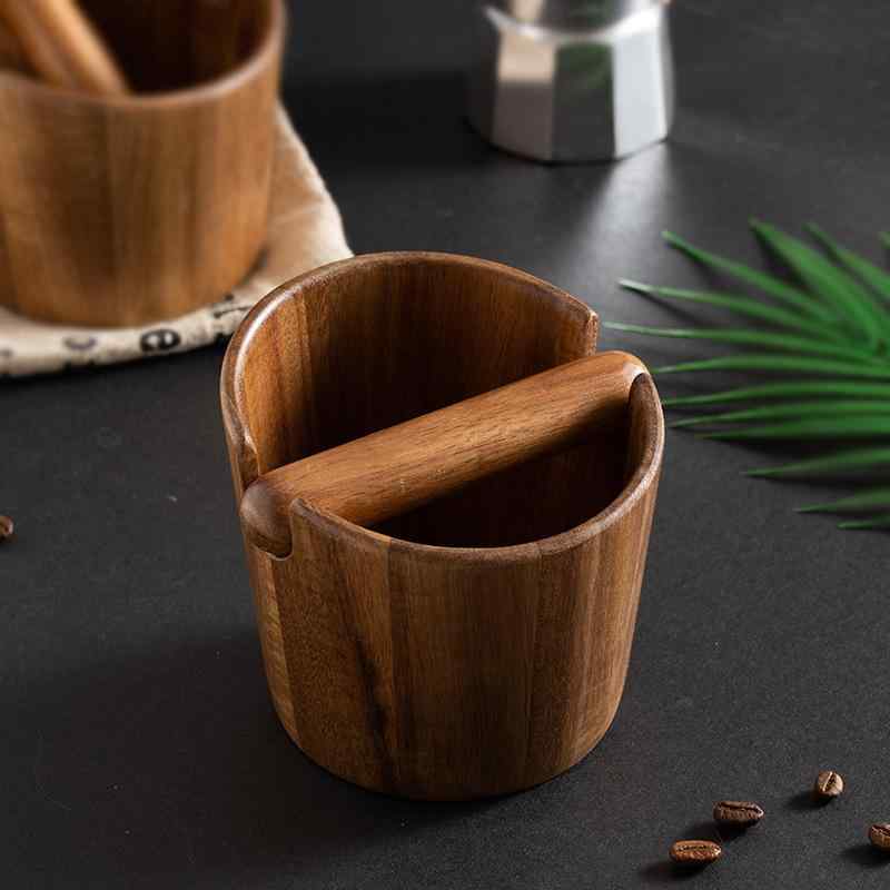 コーヒー かす 容器 実木 セミオート ノック 桶 粉かす ボックス 収納 ツール 家庭 カフェ バー レストラン レトロ シンプル ハンドメイド