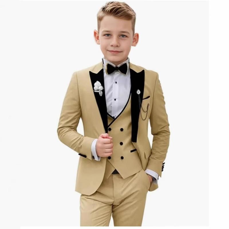 スーツ 男の子 子供 礼服 誕生日パーティー 学校イベント 司会者 ステージ衣装 3点セット イギリススタイル ポリエステル混紡 オールシーズン フォーマルウェア