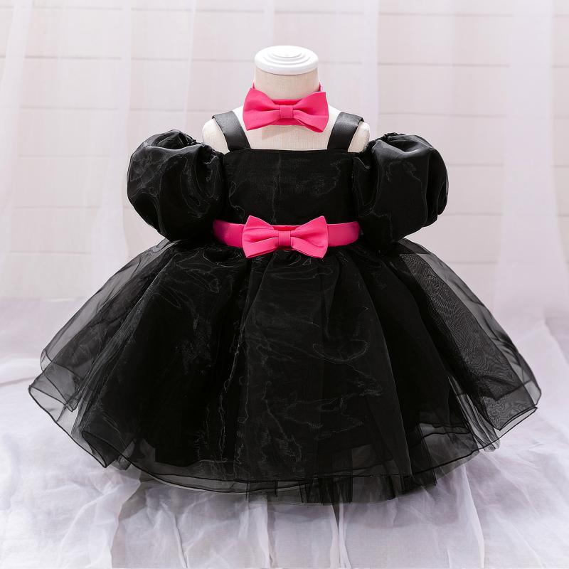 ワンピース 女の子 プリンセスドレス チュール ハート パフスリーブ フレアスカート ロング丈 ピンク コットン混紡 ポリエステル オールシーズン ベビー 幼児