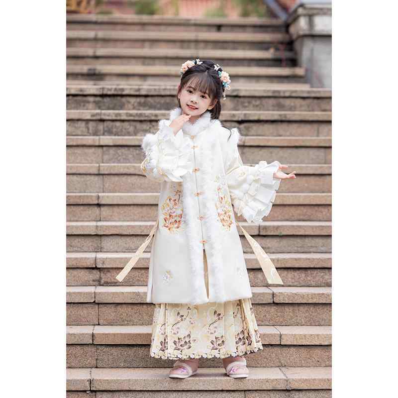 漢服 女の子 キッズ 子供服 唐装 セット 長袖 ロング丈 明朝 制服風 古風 中国風 伝統 衣装 かわいい 白 枯蓮柄 オールシーズン 柔軟 柔らかい 素材 普通 厚み 学生 古装 6,861円