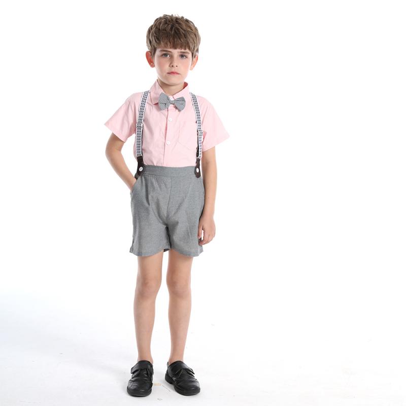 男の子 キッズ セット 春夏 半袖 短パン カジュアル コットン 無地 背帯 リボン かっこいい トレンド スタイル 普段使い 3歳から8歳向け