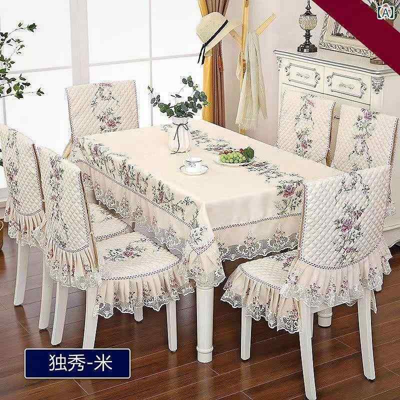 ダイニング テーブルクロス 椅子カバー 椅子クッション セット 家庭 シンプル モダン 幾何模様 耐熱 防滑 厚手 ベージュ ブルー グレー