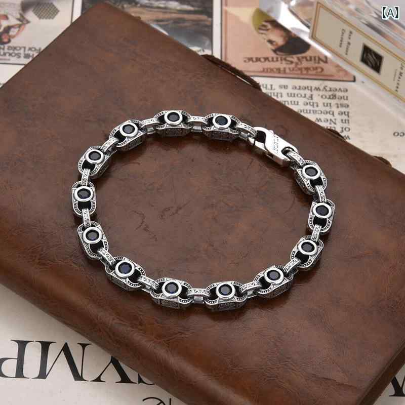ブレスレット メンズ レディース シンプル ジルコニア ジオメトリック レトロ スタイル 個性 ハンドアクセサリー 銅製 電気メッキ加工 ファッション 通勤 春