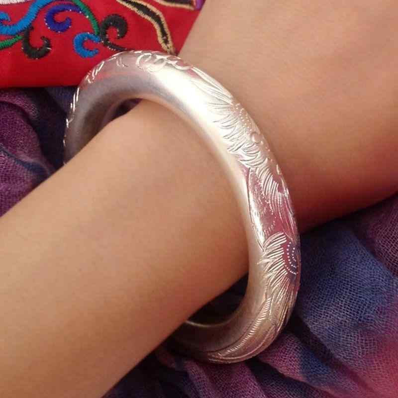 ブレスレット シルバー 民族風 龍鳳 吉祥 ハンドメイド 葉 モチーフ 伝統 アクセサリー 普段使い エスニック シルバー 装飾 女性 男性 ユニセックス