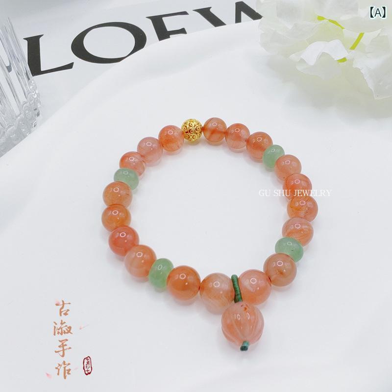 ブレスレット メンズ レディース 石 南紅瑪瑙 ハンドメイド 高級感 透明感 ビーズ 腕輪 アクセサリー 普段使い おしゃれ 個性的 東洋風｜おうち健康生活