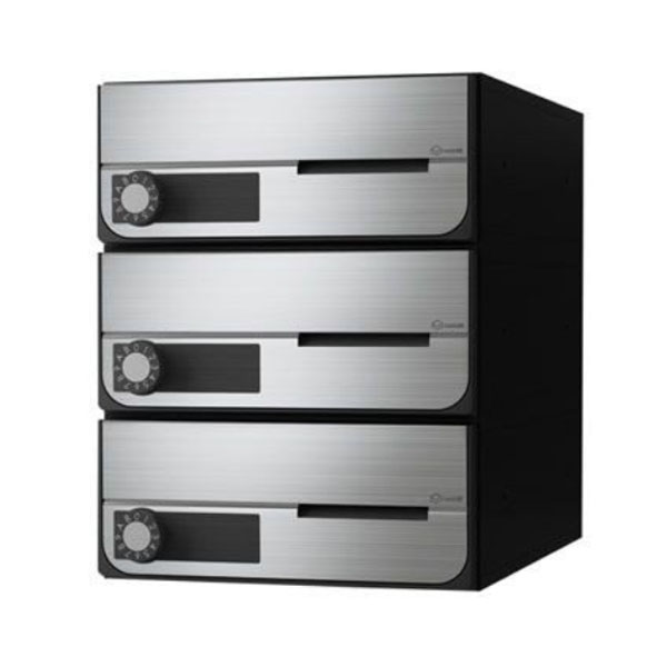 【ナスタ】寄りあつまる置き手紙受箱 KS-MB6002PY-3L-S 3戸用静音大型文字盤錠 ステンレスヘアーライン