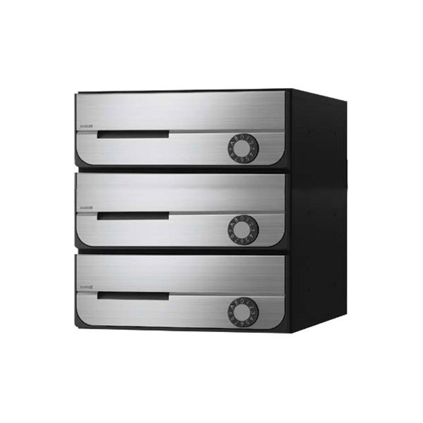 【ナスタ】寄りあつまる置き手紙受箱 KS-MB5202PU-3L-S 3戸用静音大型文字盤錠 ステンレスヘアーライン