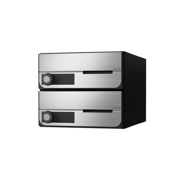 【ナスタ】顔を合わせる置き手紙受箱 KS-MB6202PU-2L-S 2戸用静音大型文字盤錠 ステンレスヘアーライン