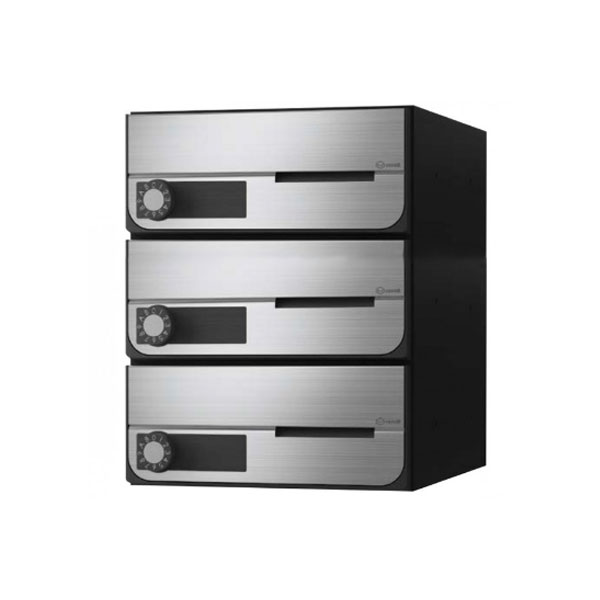 【ナスタ】寄りあつまる置き手紙受箱 KS-MB6202PU-3L-S 3戸用静音大型文字盤錠 ステンレスヘアーライン