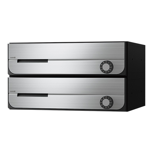 【ナスタ】寄せあつめる雁の使い受箱 KS-MB3002PU-2L-S 2戸用静音大型文字盤錠 ステンレスヘアーライン