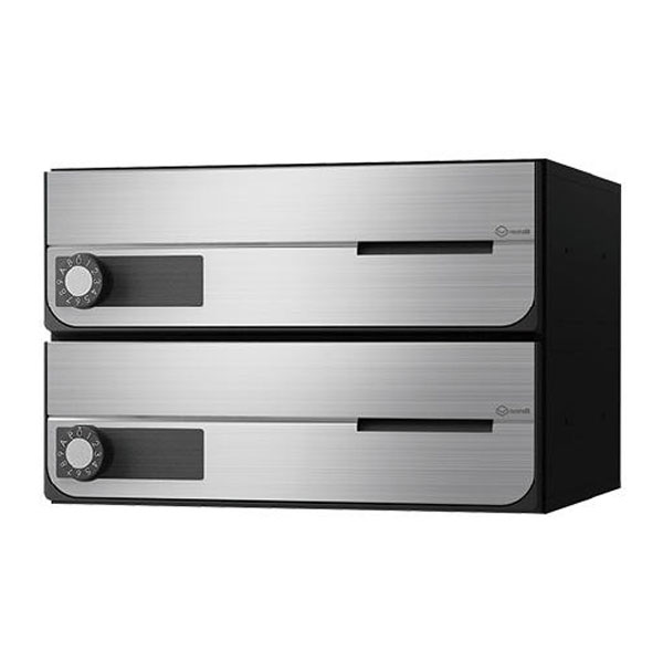 【ナスタ】 集合郵便受箱 KS-MB4002PY-2L-S 2戸用 静音大型ダイヤル錠 ステンレスヘアーライン