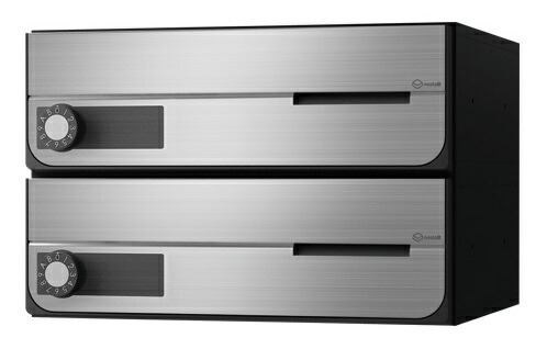 【ナスタ】 集合郵便受箱 KS-MB4002PU-2L-S 2戸用 静音大型ダイヤル錠 ステンレスヘアーライン
