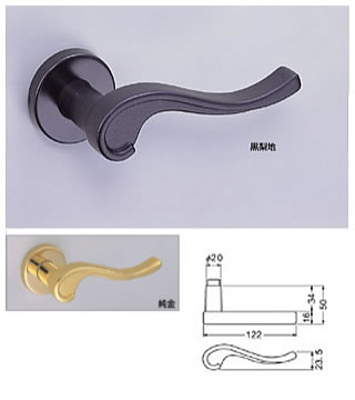 【シロクマ】レバーハンドル SL-329 フレージュ（亜鉛合金） 標準丸座空錠付 純金仕上 錠前/ゴールド [SL-329-R-GF-G] sl329rgfg（数量：1）