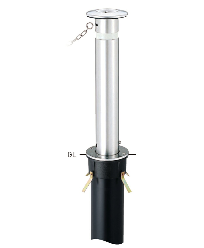 【帝金】【車止めポール】 上下式スタンダード KS-10CT 取替支柱 φ114.3×t2.5 H700mm [※代引不可][個人宅送り不可]