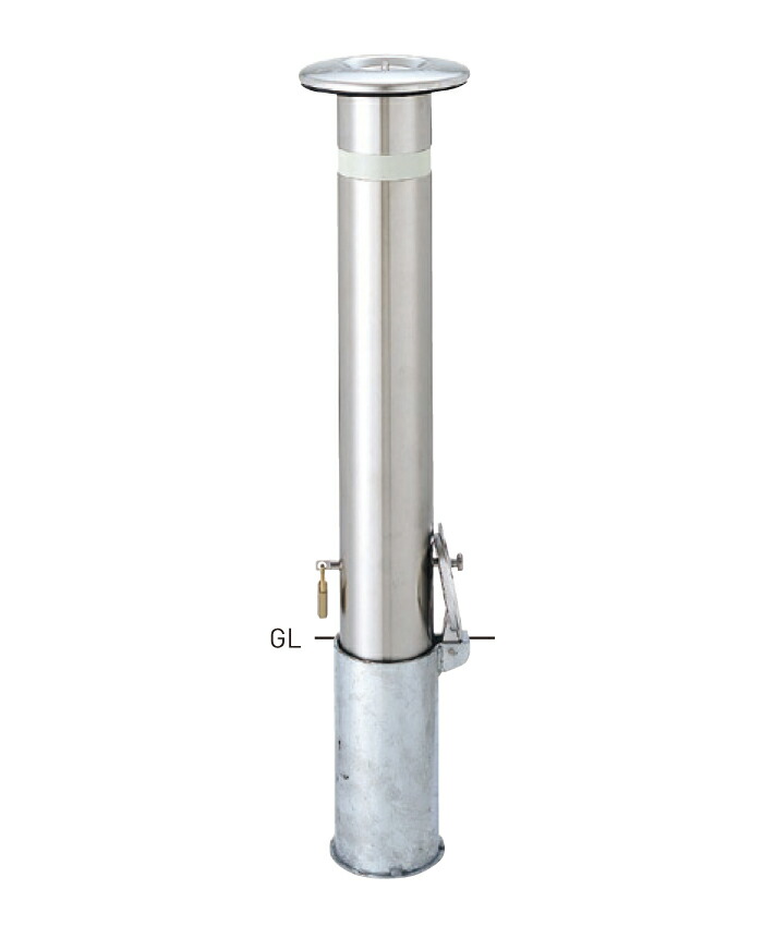 【帝金】【車止めポール】 上下式スタンダード KS10CT-PK φ114.3×t2.5 H700mm [※代引不可][個人宅送り不可]