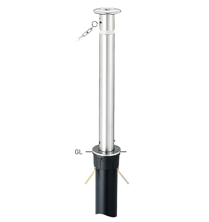 【帝金】【車止めポール】上下式スタンダード KS-11CT φ76.3&times;t2.0 H710mm [※代引不可][個人宅送り不可]｜おうちまわり 店