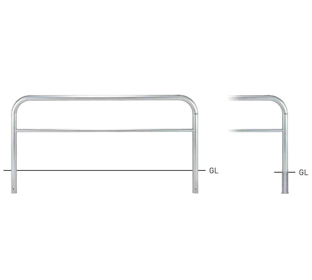 【帝金】【車止めポール】 横型スタンダード(ステンレスタイプ) SY82C3-20 φ60.5×t3.0 W2000×H800mm [※代引不可][個人宅送り不可]