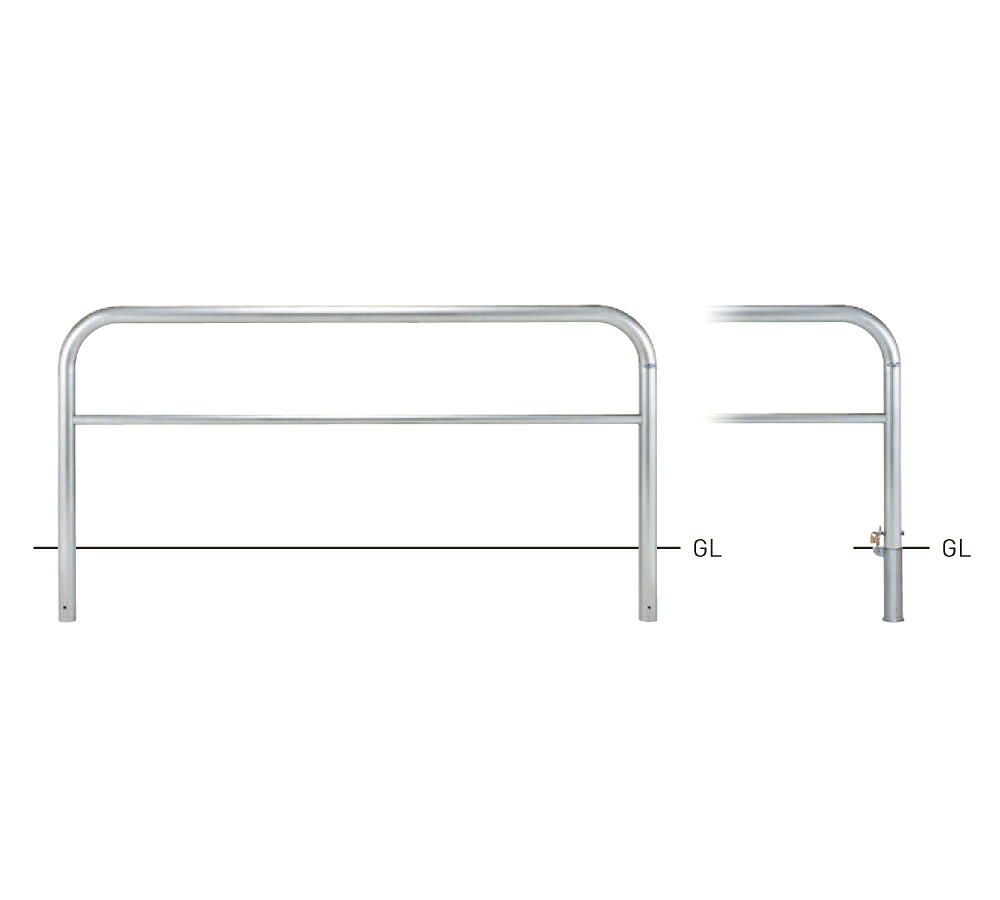 【帝金】【車止めポール】 横型スタンダード(ステンレスタイプ) SY82PK3-20 φ60.5×t3.0 W2000×H800mm [※代引不可][個人宅送り不可]