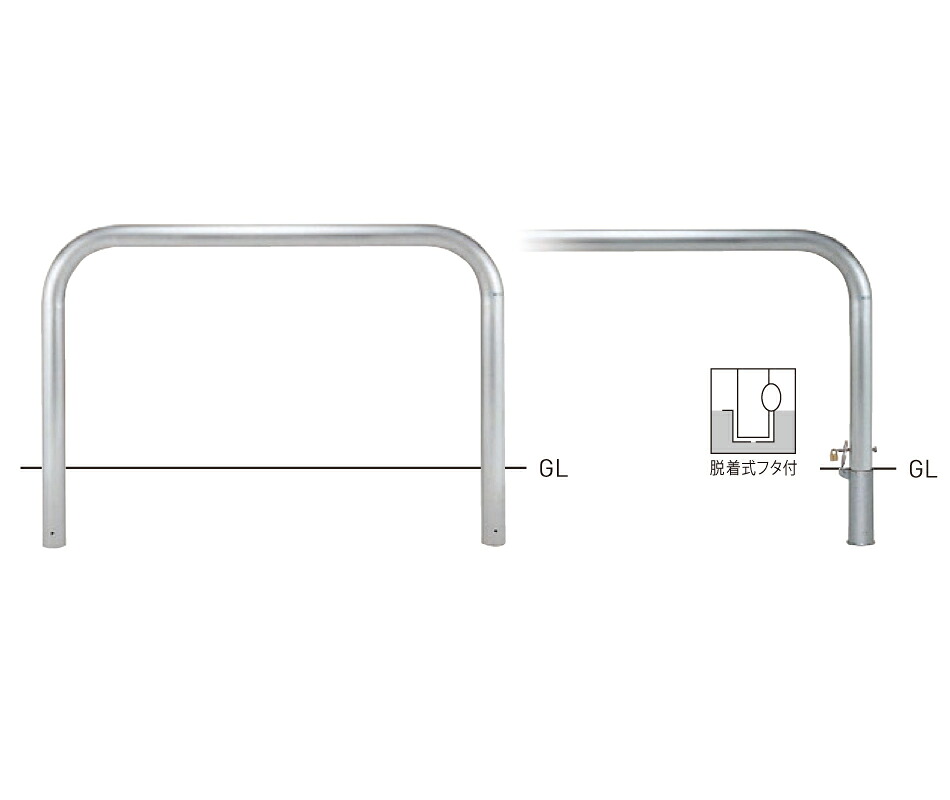 【帝金】【車止めポール】 横型スタンダード(ステンレスタイプ) SY83P-15 φ76.3×t3.0 W1500×H800mm [※代引不可][個人宅送り不可]